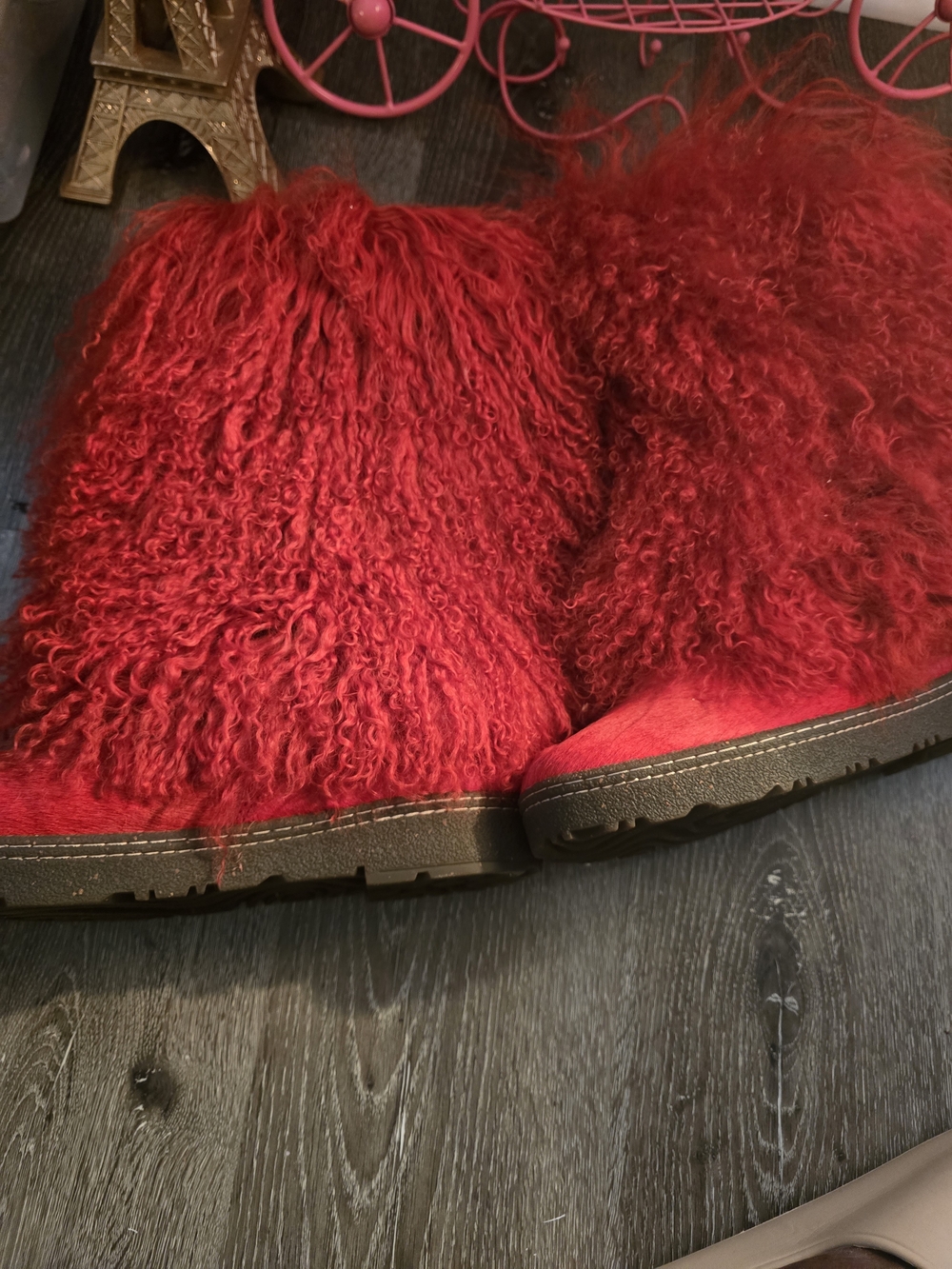 BearPaw Red Furry  Boots - Picture 2 of 6